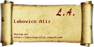 Lebovics Aliz névjegykártya